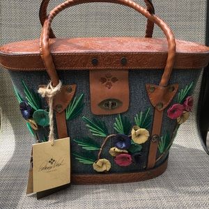 Patricia Nash Artisan Straw Market tote - denim